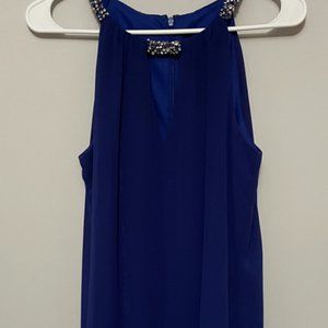 Blue embellished cocktail dress - size 6